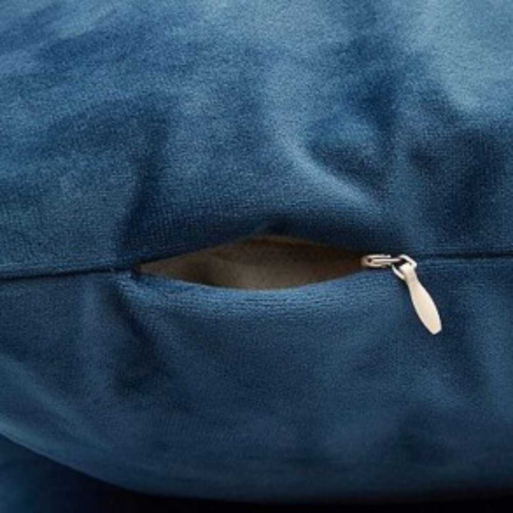 Home Decor - Blue Velvet Throw Pillow "Covers" 18x18, Restyle Old Pillows - Picture 2 of 2